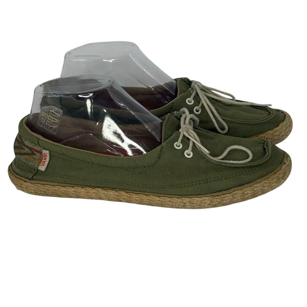 Vans Olive Green Espadrille Boat Shoes Size 8
